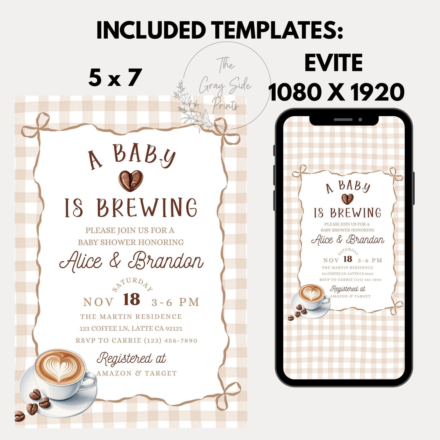 A Baby is Brewing Baby Shower Invitation Coffee Baby Shower Invite Espresso Latte Theme Invite Gender Neutral Baby Shower Printable Invite