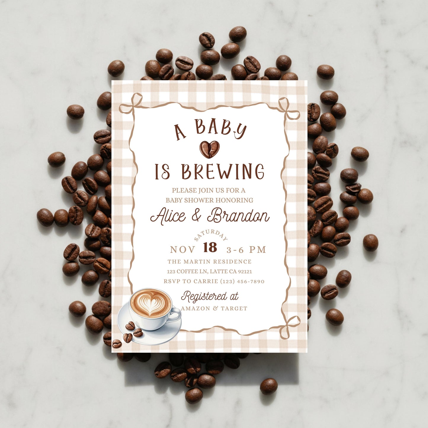 A Baby is Brewing Baby Shower Invitation Coffee Baby Shower Invite Espresso Latte Theme Invite Gender Neutral Baby Shower Printable Invite