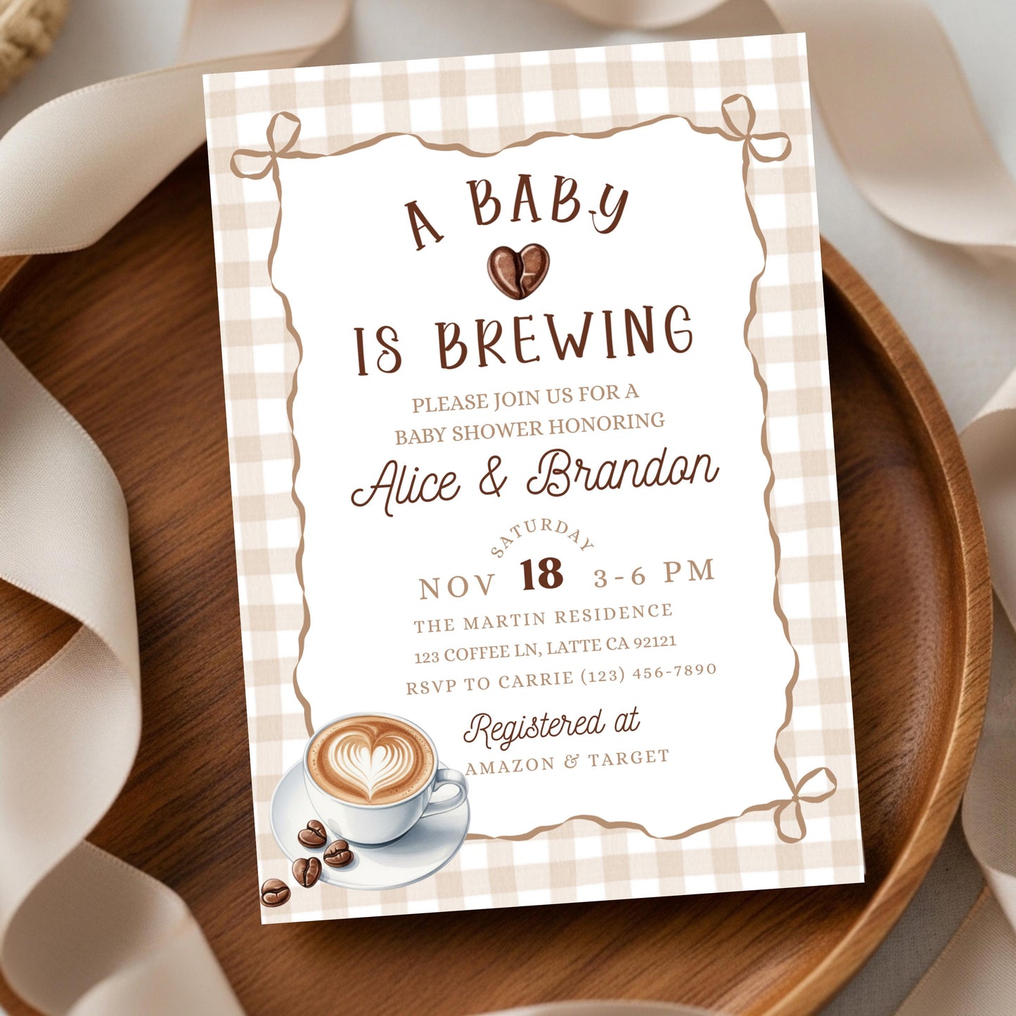 A Baby is Brewing Baby Shower Invitation Coffee Baby Shower Invite Espresso Latte Theme Invite Gender Neutral Baby Shower Printable Invite